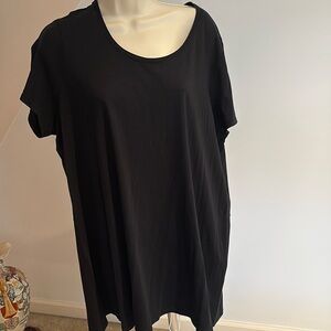 J JILL PURE JILL BLACK PULLOVER SHORT SLEEVE BLOUSE ROUND NECK TOP SZ XL
